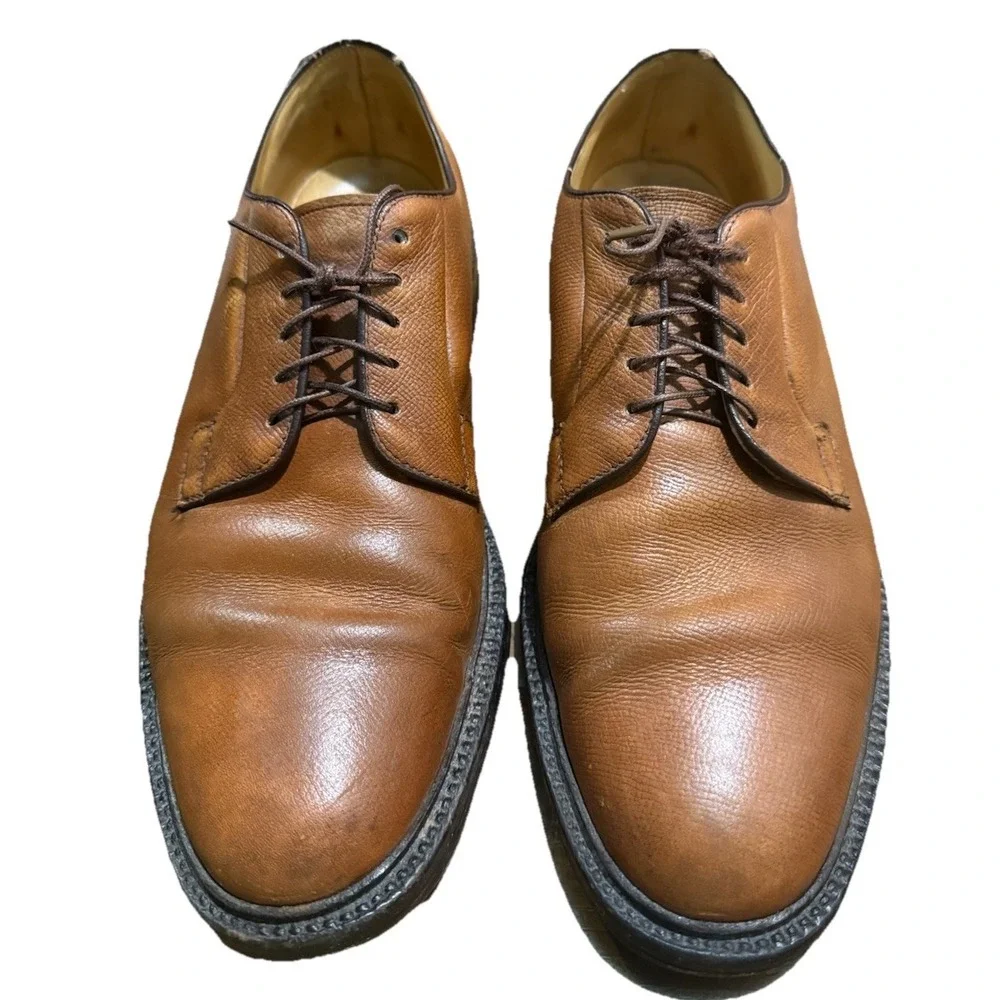 Nettleton Brown Calfskin Leather Plain Toe Blucher Dress Shoes‎ 9D/B Vintage